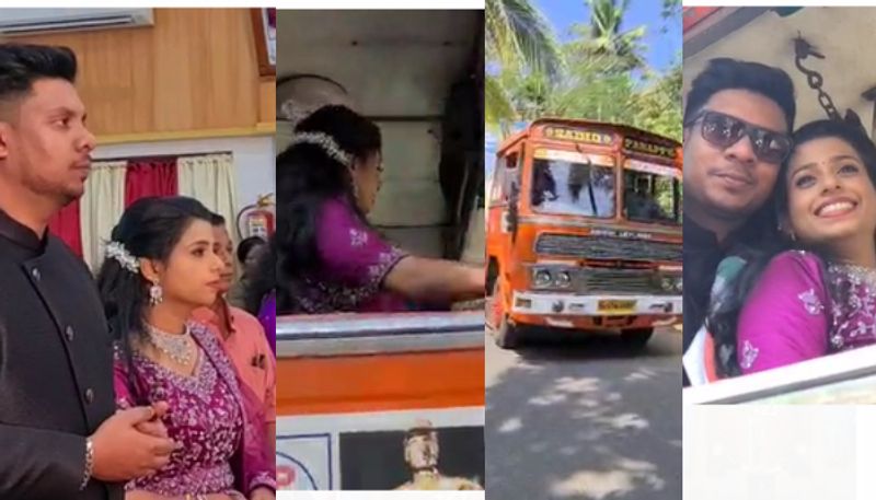 bride video goes viral for driving tanker lorry to engagement reception venue