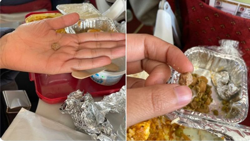 Stone in food which served in  Air India flight passengers shares photos in twitter akb