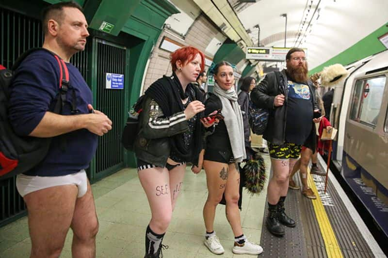 No Trousers Tube Ride celebration in London 