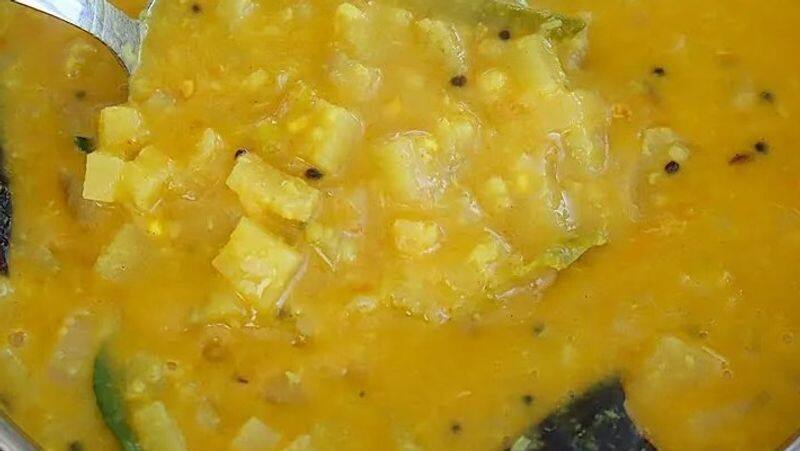 How to make Banana Stem Dal in Tamil 