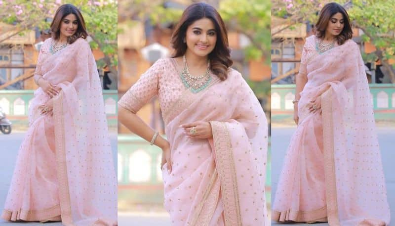 Senior Actress Sneha mesmerizing in pink saree!