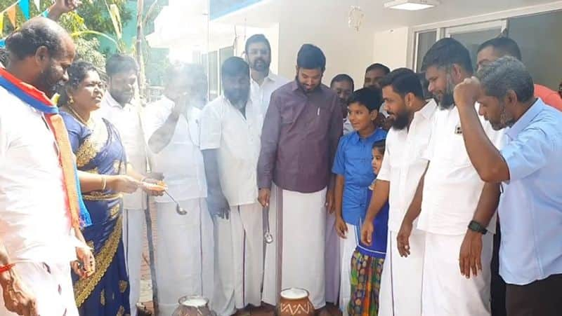 Nagapattinam MLA Shanavas celebrates Pongal festival in his office