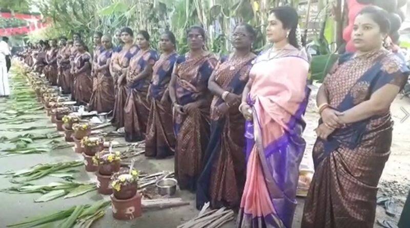 dmk womens wing celebrates samathuva pongal in more than hundred pots