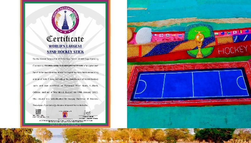 Sudarsan Pattnaik Largest Sand Art Hockey Stick honor World Records India kvn