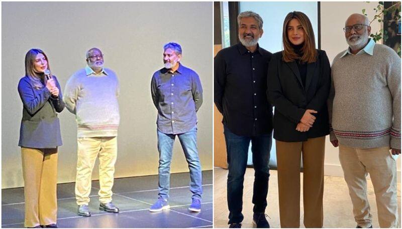 Priyanka Chopra attends RRR screening with SS Rajamouli and MM keeravaani sgk