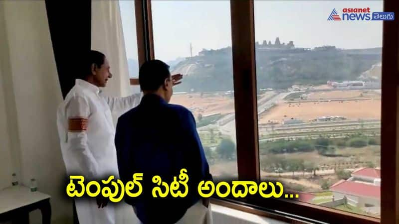 KCR and Kejriwal Visits Yadagirigutta temple 