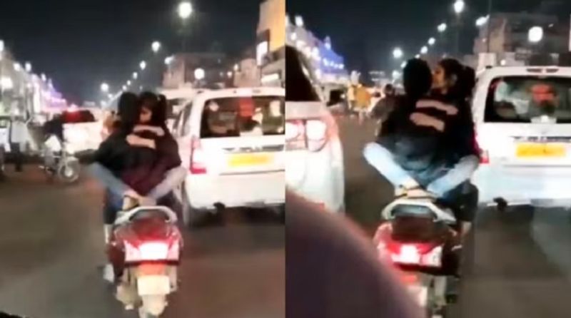 Lucknow police searching for couple after video of them romancing on scooty goes viral san