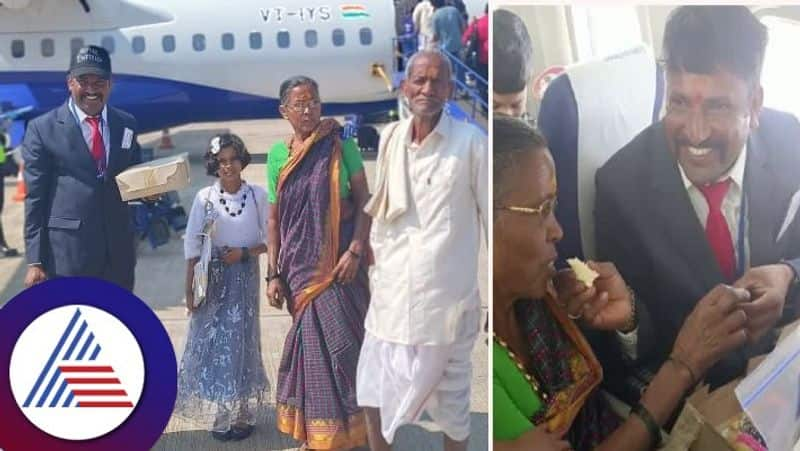 haveri police constable celebrates mothers birthday on plane gvd