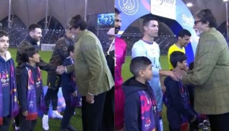 Cristiano Ronaldo and Lionel Messi meet Amitabh Bachchan ahead of PSG vs Saudi All Star XI match pic goes viral kvn