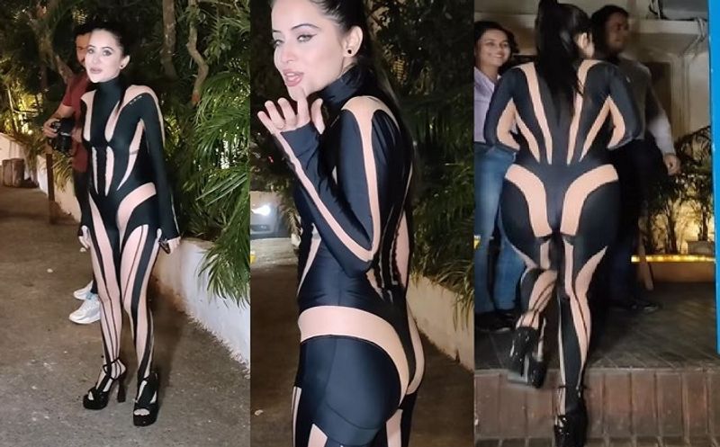 Actress come model Urfi javed spot black bodysuit outfit netizens slams latest look ckm