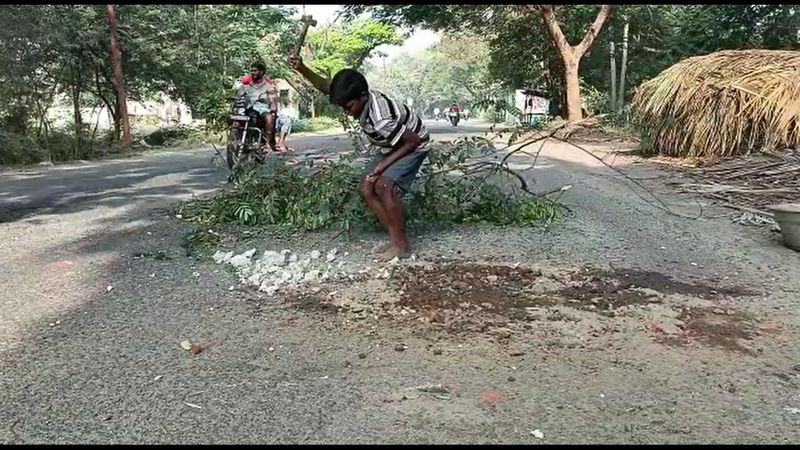 8th standard student repairing a damaged road in puducherry