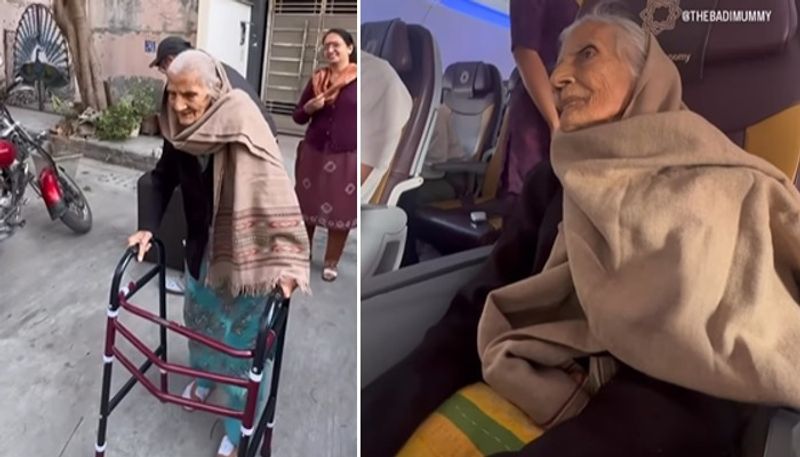 grandmas first flight journey went viral in social media 