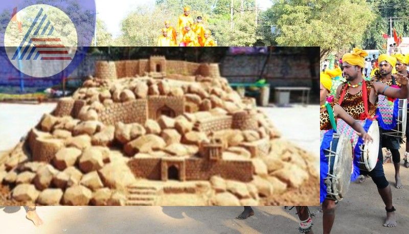 Historical monuments blooming in the sand in bellary utsav at bellary rav