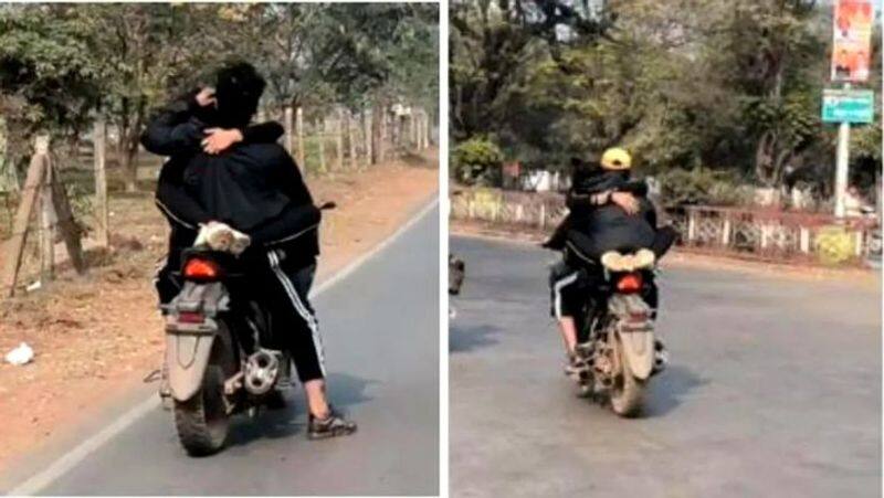 Couple caught making out on stolen bike in Chhattisgarh Bhilai viral on video