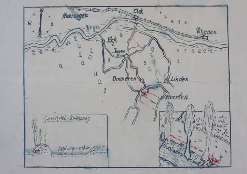 World War II map with treasure hunt in Netherlands