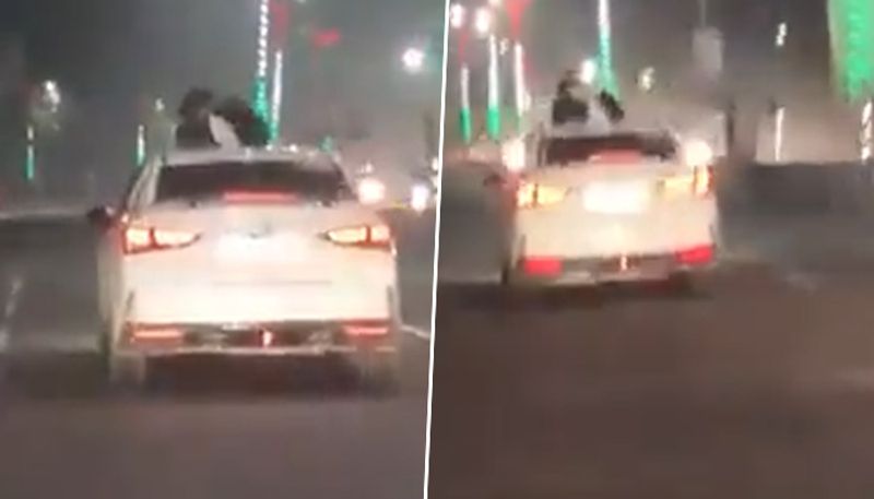 Lucknow Couple spotted romancing on moving car's sunroof; watch viral video - gps