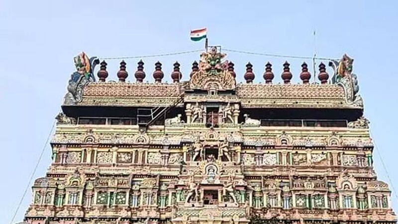 Republic day... national flag flying at chidambaram temple