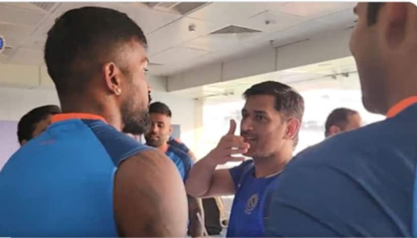 What did MS Dhoni say to Hardik Pandya upon meeting in Ranchi during Team India's training?