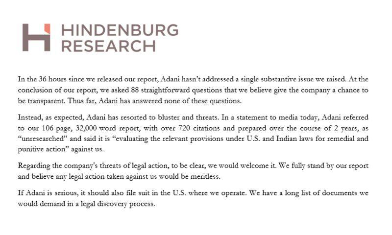 We will request company records if Adani Group initiates a lawsuit: Hindenburg