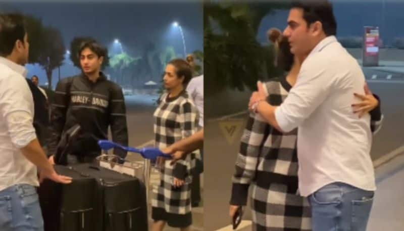 Malaika Arora Hugs Ex Husband Arbaaz Khan After Seeing Off Son Arhaan At Airport