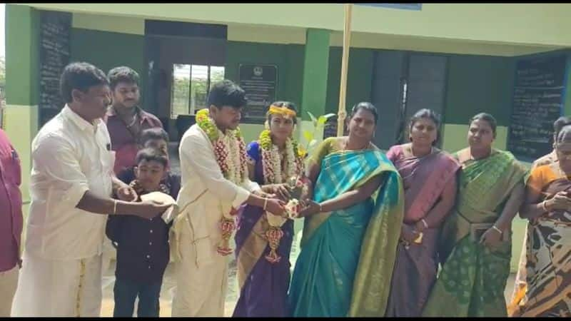 newly married couple donates rs 10000 for government school development in ariyalur