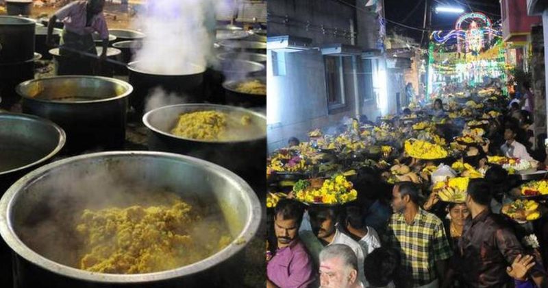 huge numbers of biryani distributed madurai muniyandi temple on 88th year festival