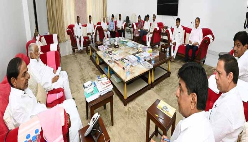 KCR holds BRS Parliamentary party meeting in Pragathi Bhavan