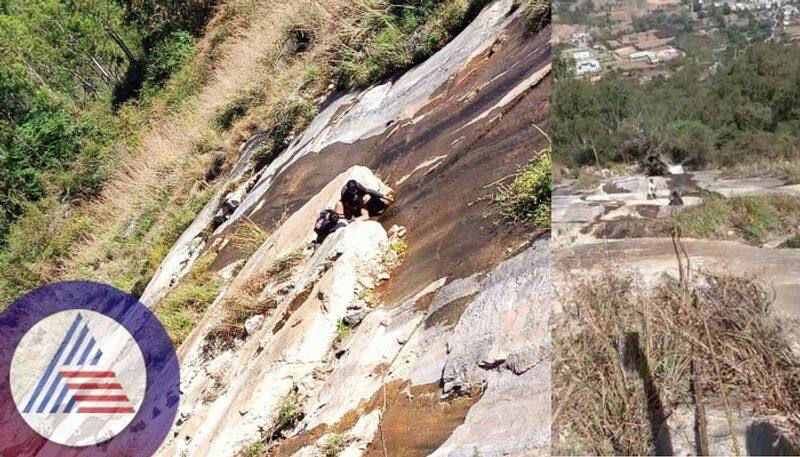 Dangerous trucking near Nandibetta Youth slips and falls into abyss sat