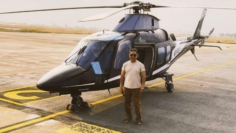 Kamalhaasan arrived Indian 2 Shooting spot via Helicopter