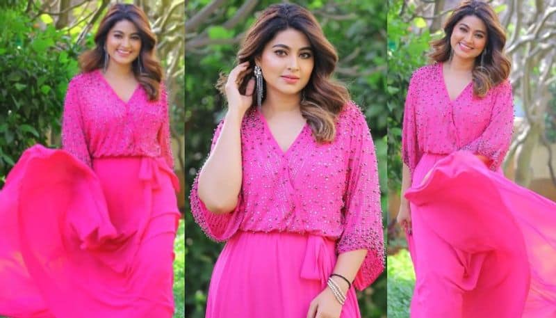 Senior Actress Sneha stunning photoshoot in pink dress