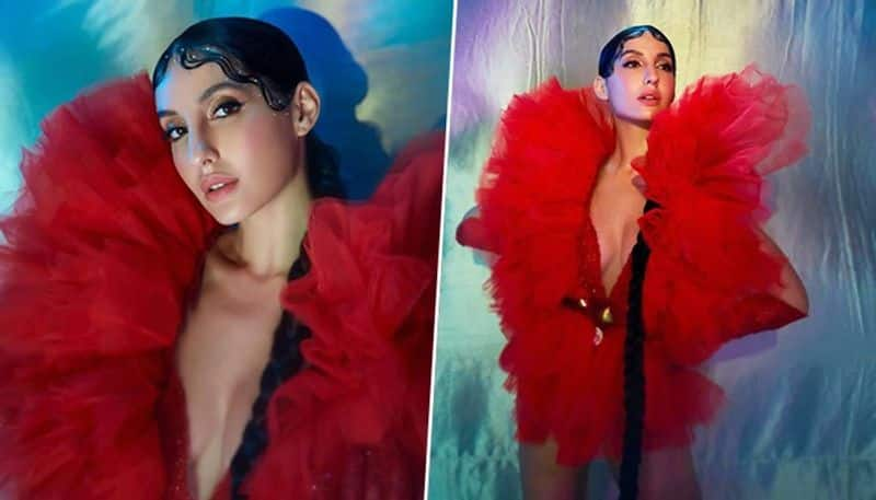 Nora Fatehi SEXY Pictures: The actress soars the temperature high with her red hot couture outfit - SEE PICS vma