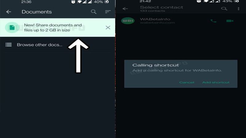 WhatsApp is working on 2gb documents sharing, Calling shortcut and Pinned messages, check details here
