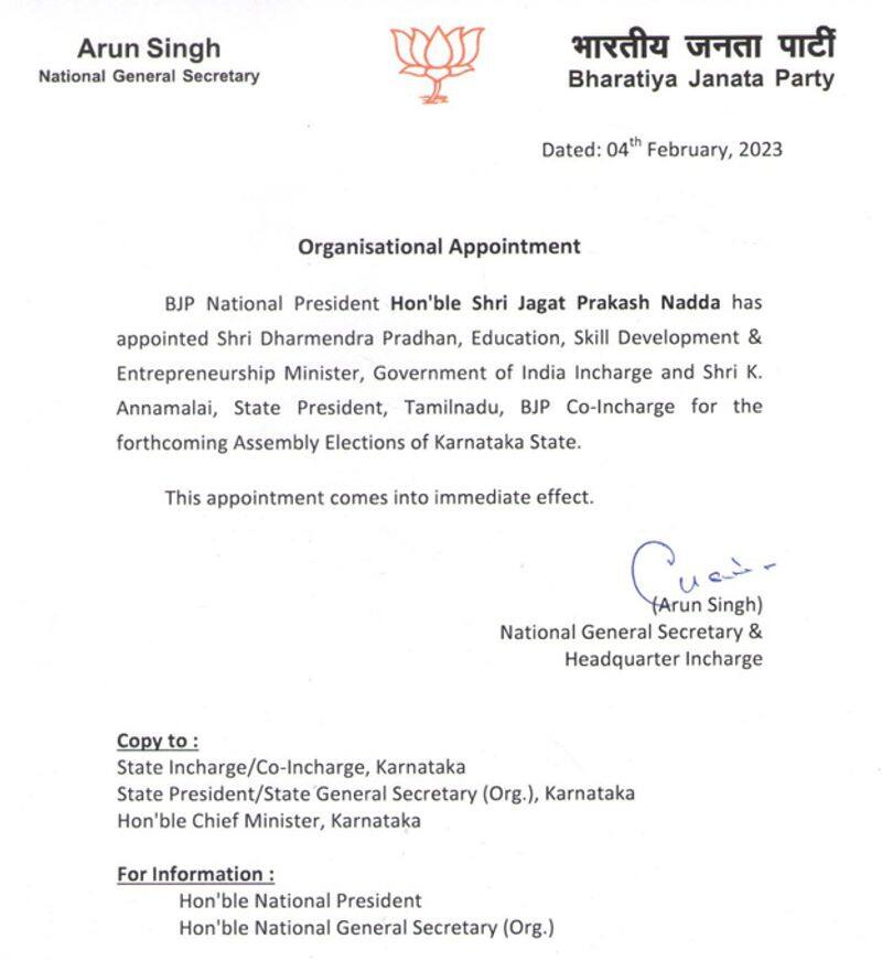 Karnataka assembly elections... Annamalai appointed as in charge