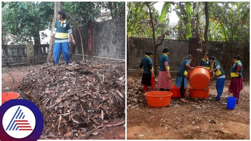 Udupi District Collector model for cleanliness and make Dry leaves compost bed gow