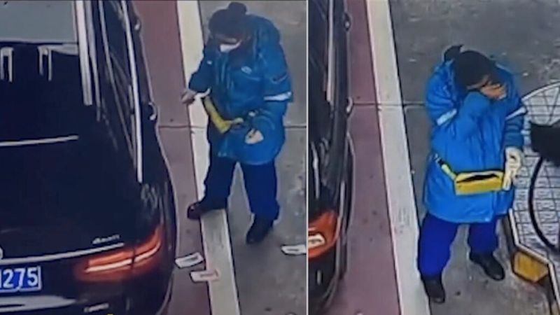 Mercedes Owner Throws Cash on the Ground at Petrol Station, Female employee Breaks Down