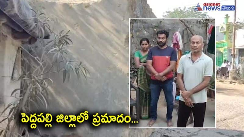 Heavy granite stone hits house in Sultanabad Peddapalli District 