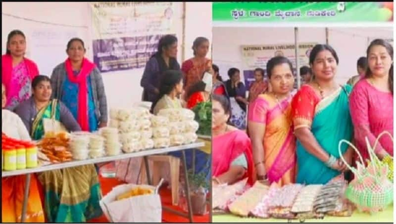 Madikeri District level trade fair, women traders selling their home made Items akb