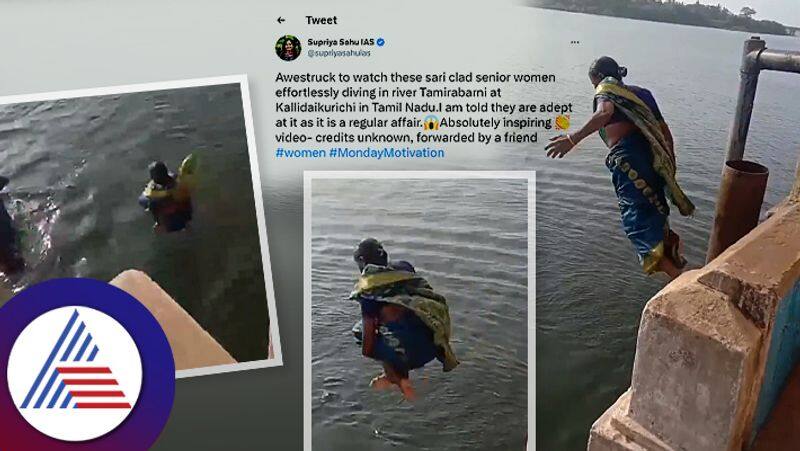 Elderly Women Dive Into Tamil Nadus Thamirabarani River, video viral 