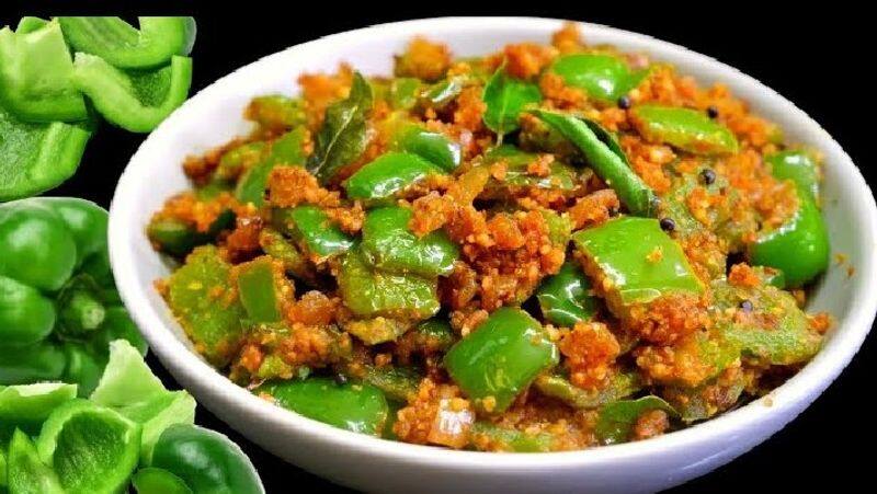 How to make Capsicum Fry Recipe in Tamil