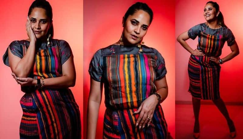 Star Anchor Anasuya stunning photoshoot in multi Color dress