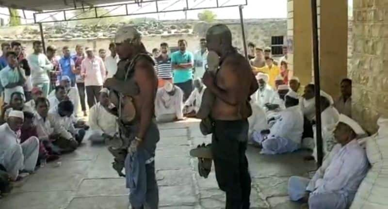 Accused of attempted rape brothers were paraded with their heads shaven and garlanded with slippers at Hegadihal Tanda vijayapura gvd