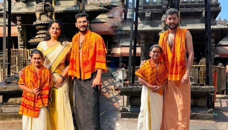 bigg boss star akhil sooraj sujithra at kollur mookambika temple vvk