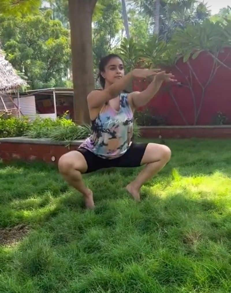 keerthi suresh doing animal flow yoga video goes viral 