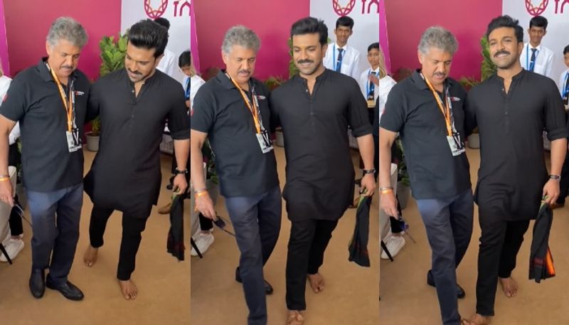 Ram Charan Teaches Anand Mahindra RRR's Naatu Naatu Steps video viral sgk