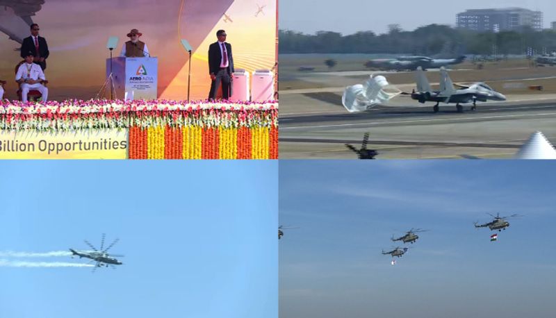 Aero inia show take off at Bangalore, modi inagurates