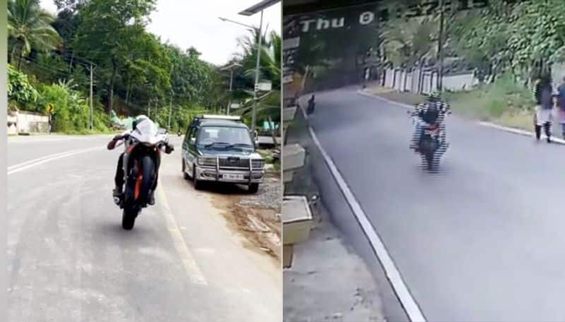 youth who fined 7 times for bike stunt in common road make another accident and injured self and pedestrian etj