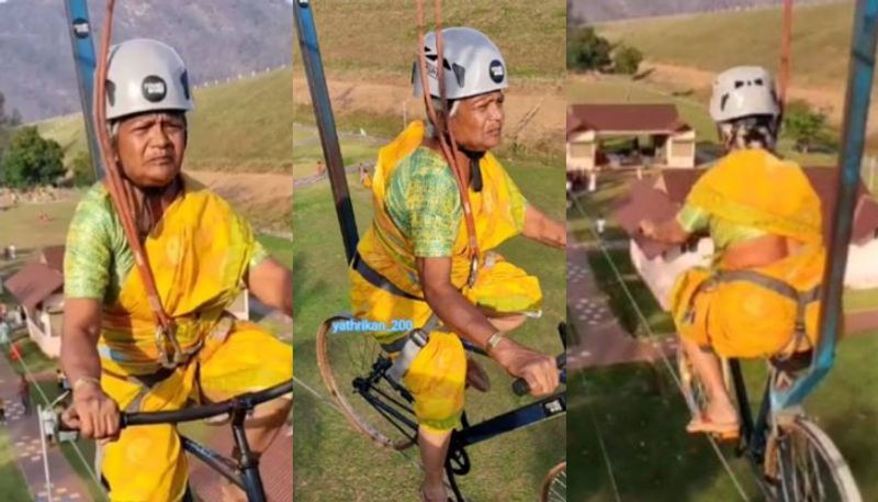 Elderly Woman Amazes Internet With Her Rope Cycling Stunt azn