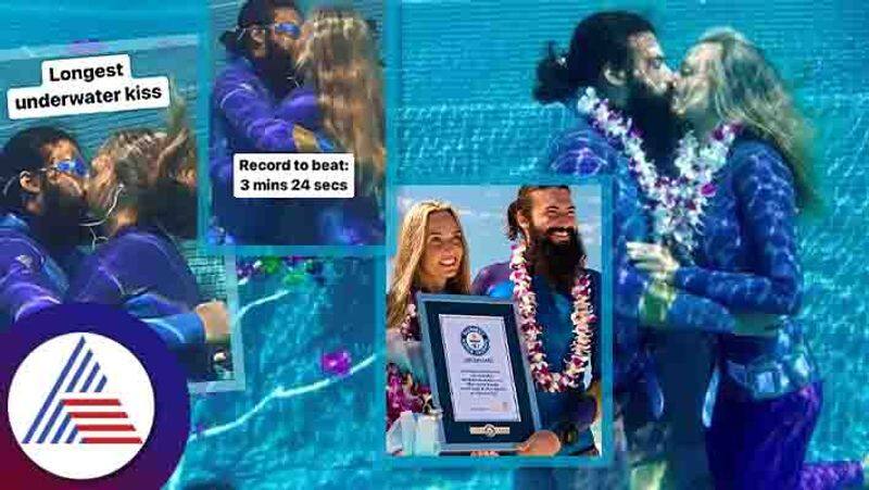 Couple kisses under water for Guinness world record on Valentine's Day