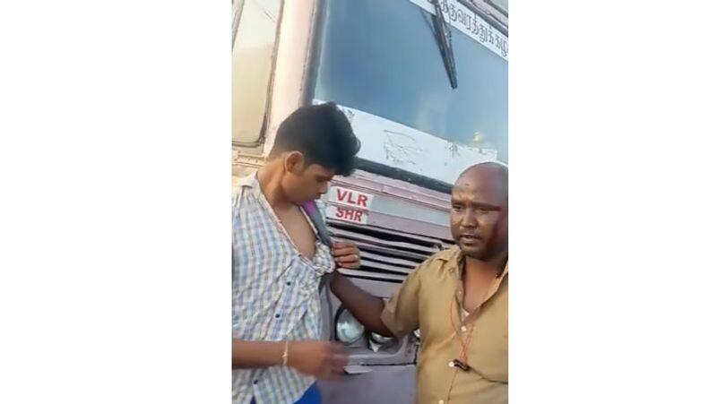 A school student attacked a government bus driver on the Thanjavur route!