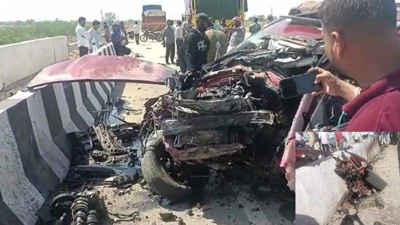 Car collides with National Highway short bridge wall Four die tragically sat